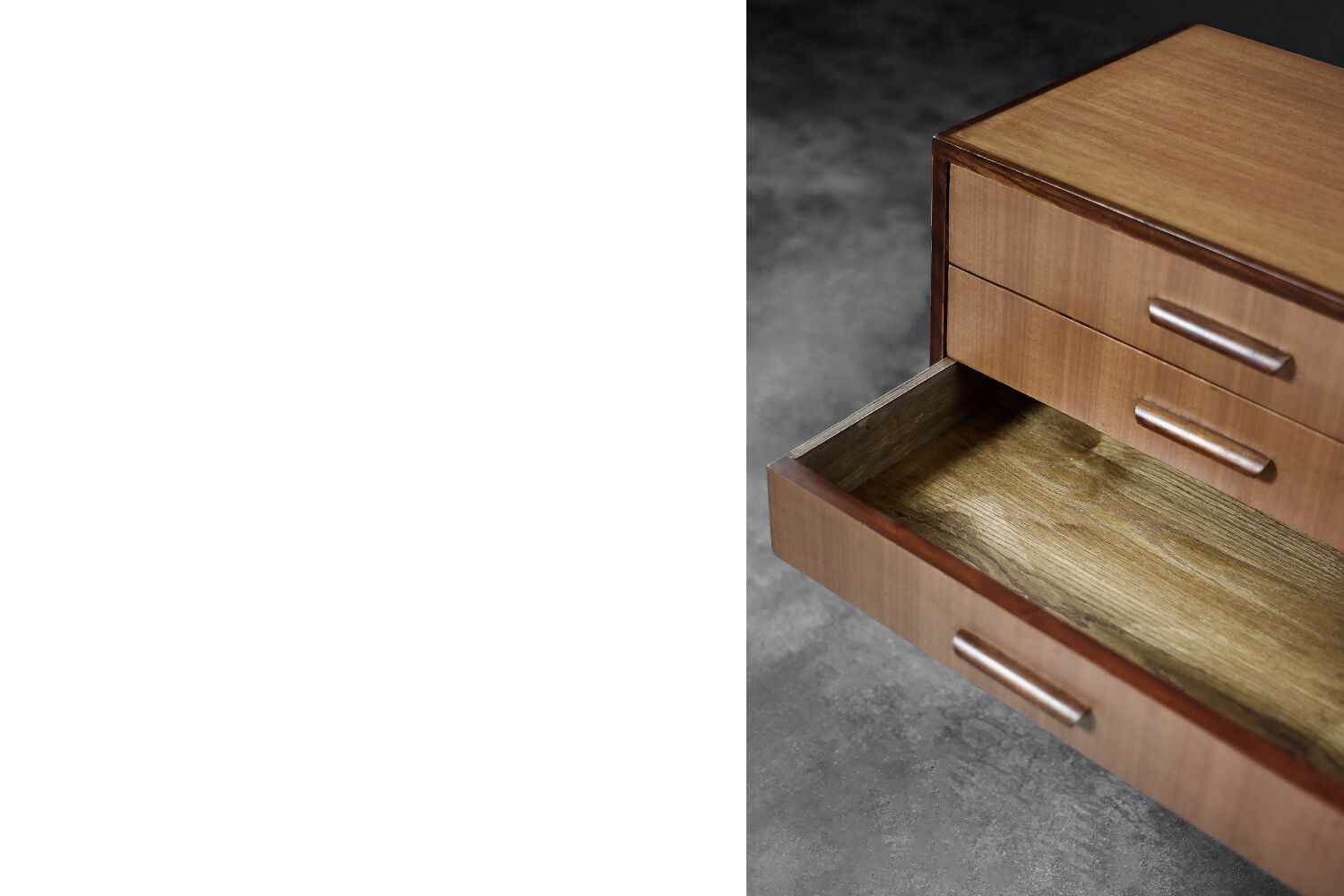 Classic vintage mid-century mahogany buffet with drawers, Danish Scandinavian style, 1970s.