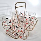 Vintage 6 Verres trumblers Jeu de cartes