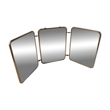 Miroir triptyque de barbier vintage