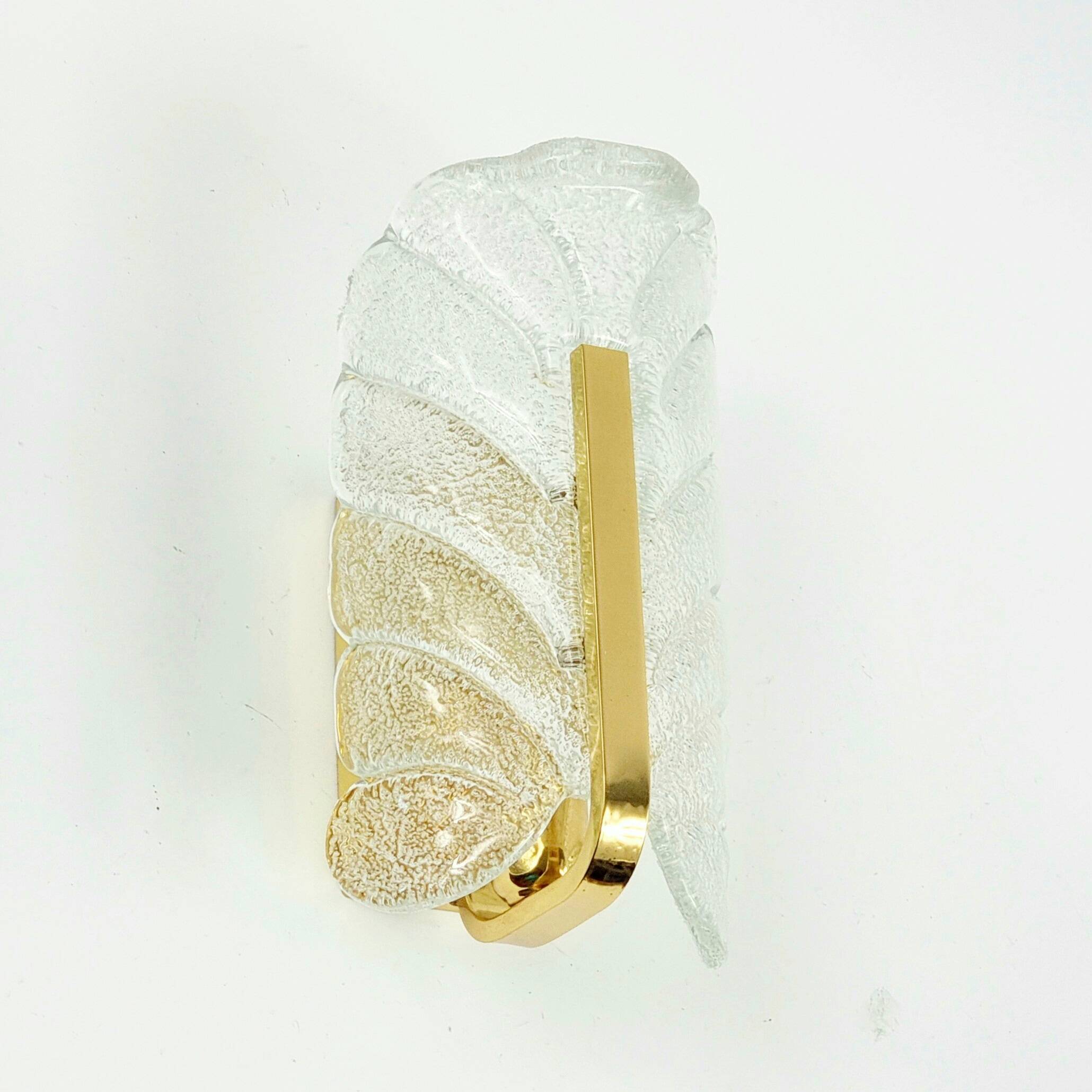 Scandinavian Glass & Brass Leaf Wall Lamp - C.Fagerlund for Orrefors, 1960s