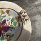 Painted ceramic fruit basket woven by Hubert Becquet, Quaregnon.