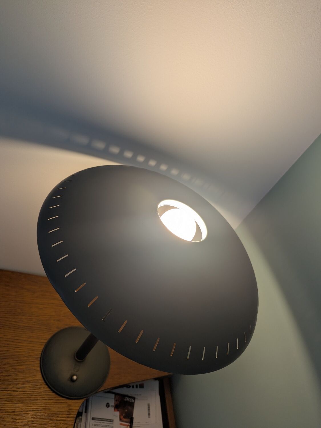 Evoluon saucer-shaped desk lamp by Louis Kalff for Philips, green