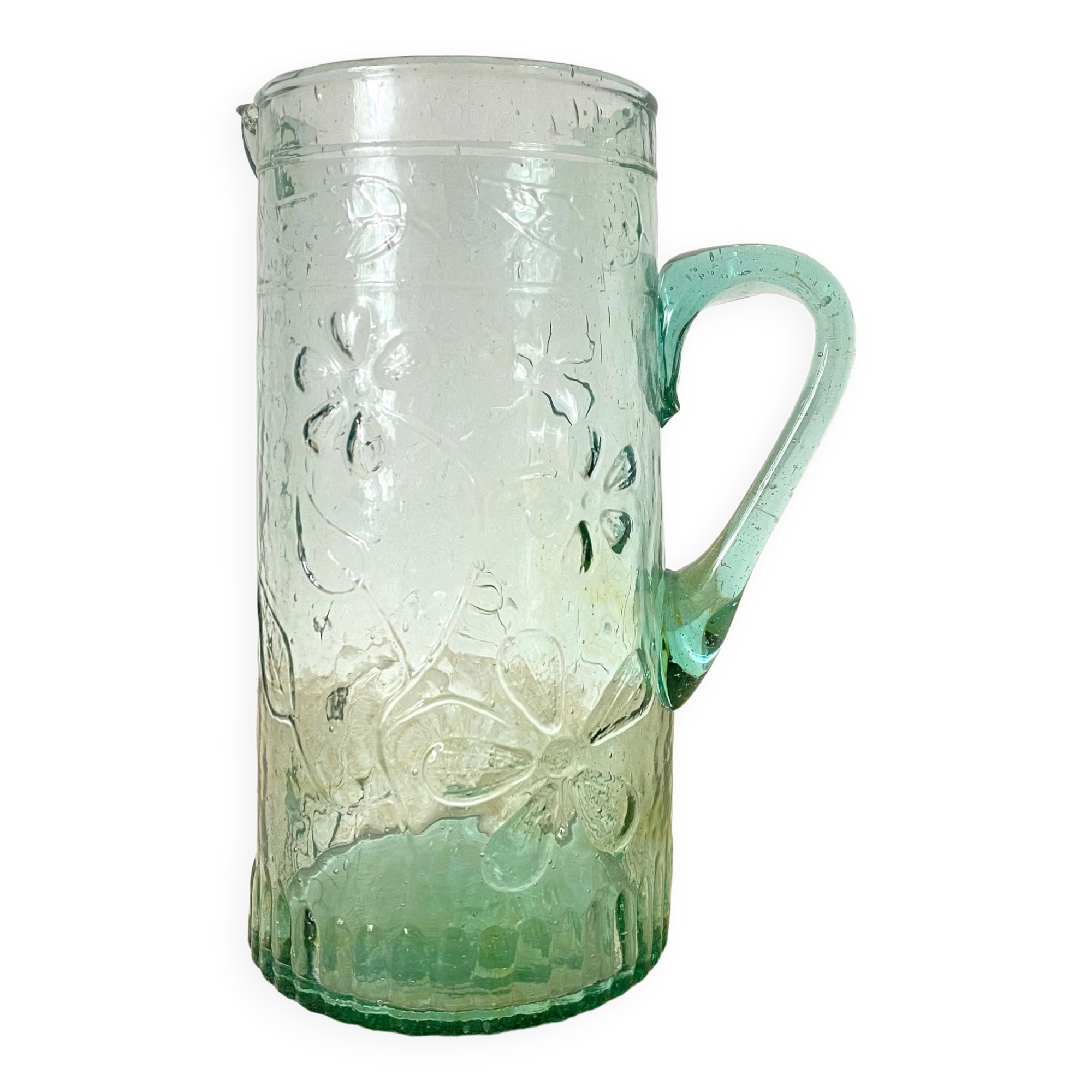 Bubbled glass water pitcher