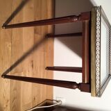 Louis XVI style side table in mahogany and white marble tray.