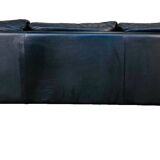 Danish mid-century vintage Mogens Hansen black leather sofa 60s