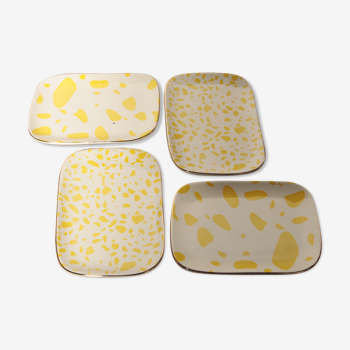 4 dishes yellow terrazzo pattern