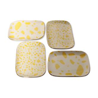 4 dishes yellow terrazzo pattern