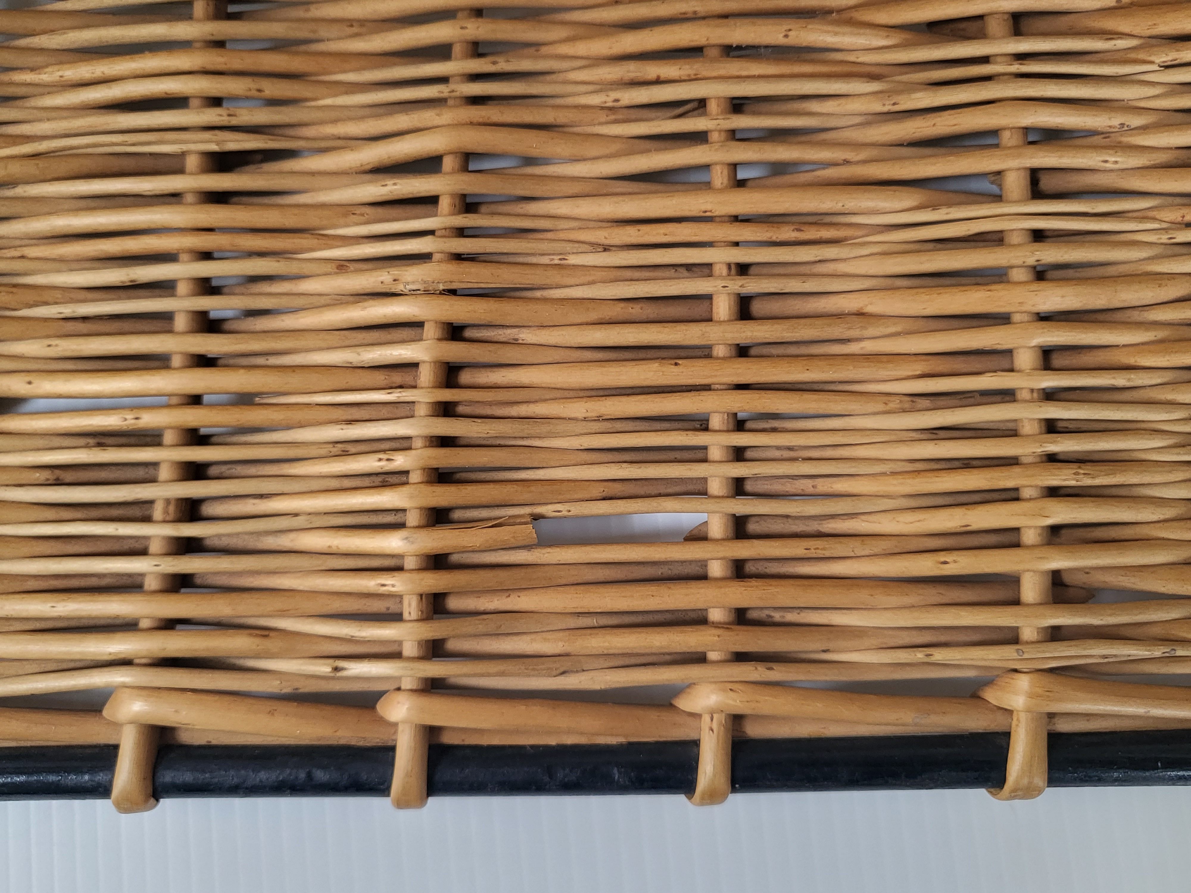 Vintage rattan & steel shelf 1950