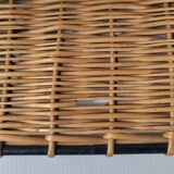 Vintage rattan & steel shelf 1950