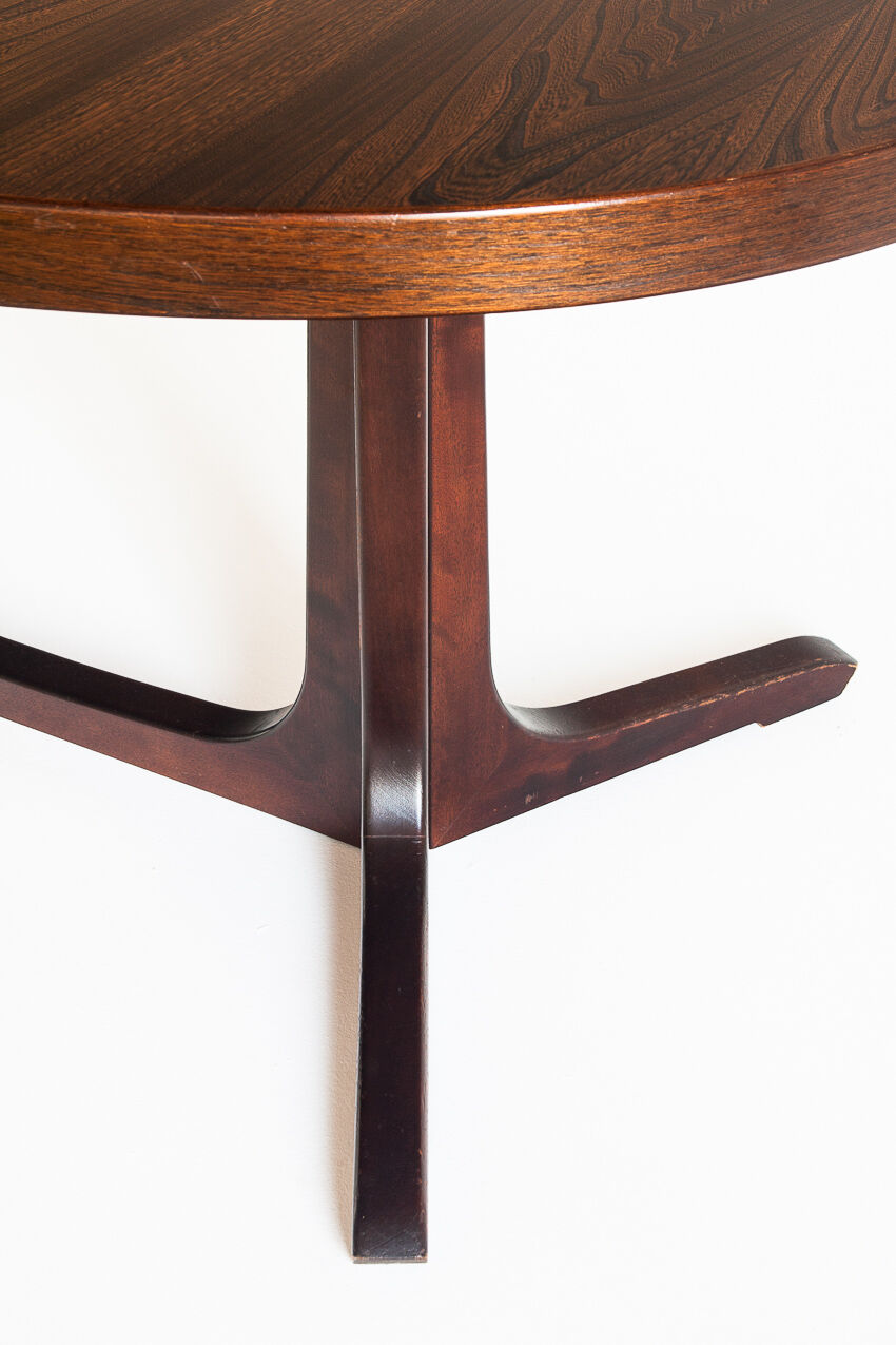 Vintage elm wood table with two extensions, France 1970