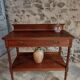 Antique mahogany console with drawer and shelf, French serving table, circa 1900.
