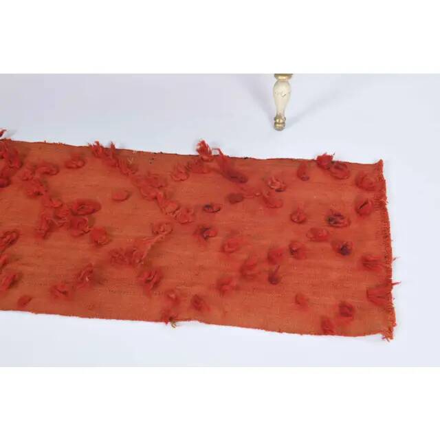 Vintage Turkish Hand-Knotted Wool Cotton Red Kilim Runner Rug 52x150