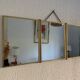 Vintage 1900 triptych mirror, golden barber woman - 27 x 67 cm