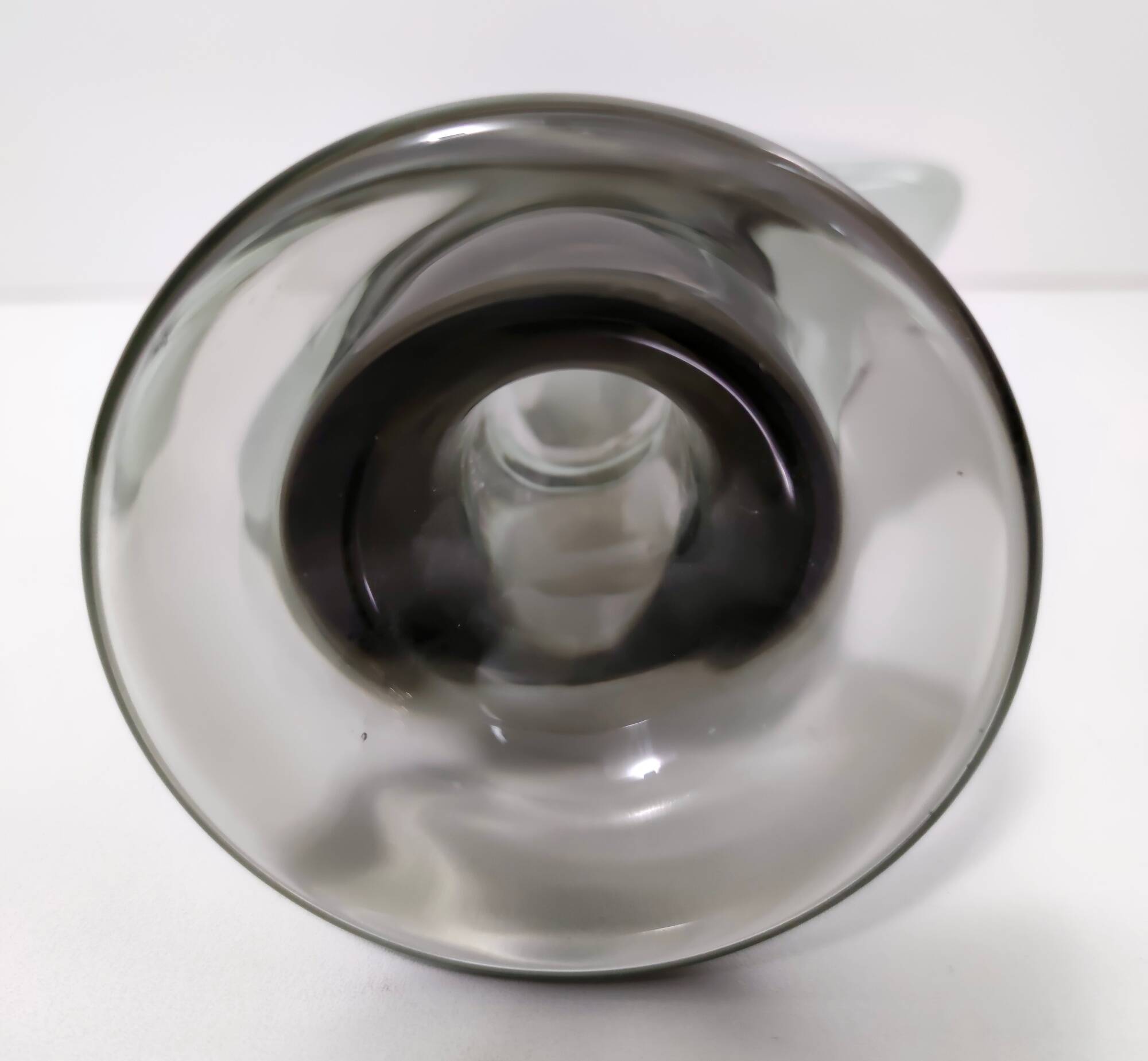 Transparent and Grey Sommerso Murano Glass Vase by Hora P