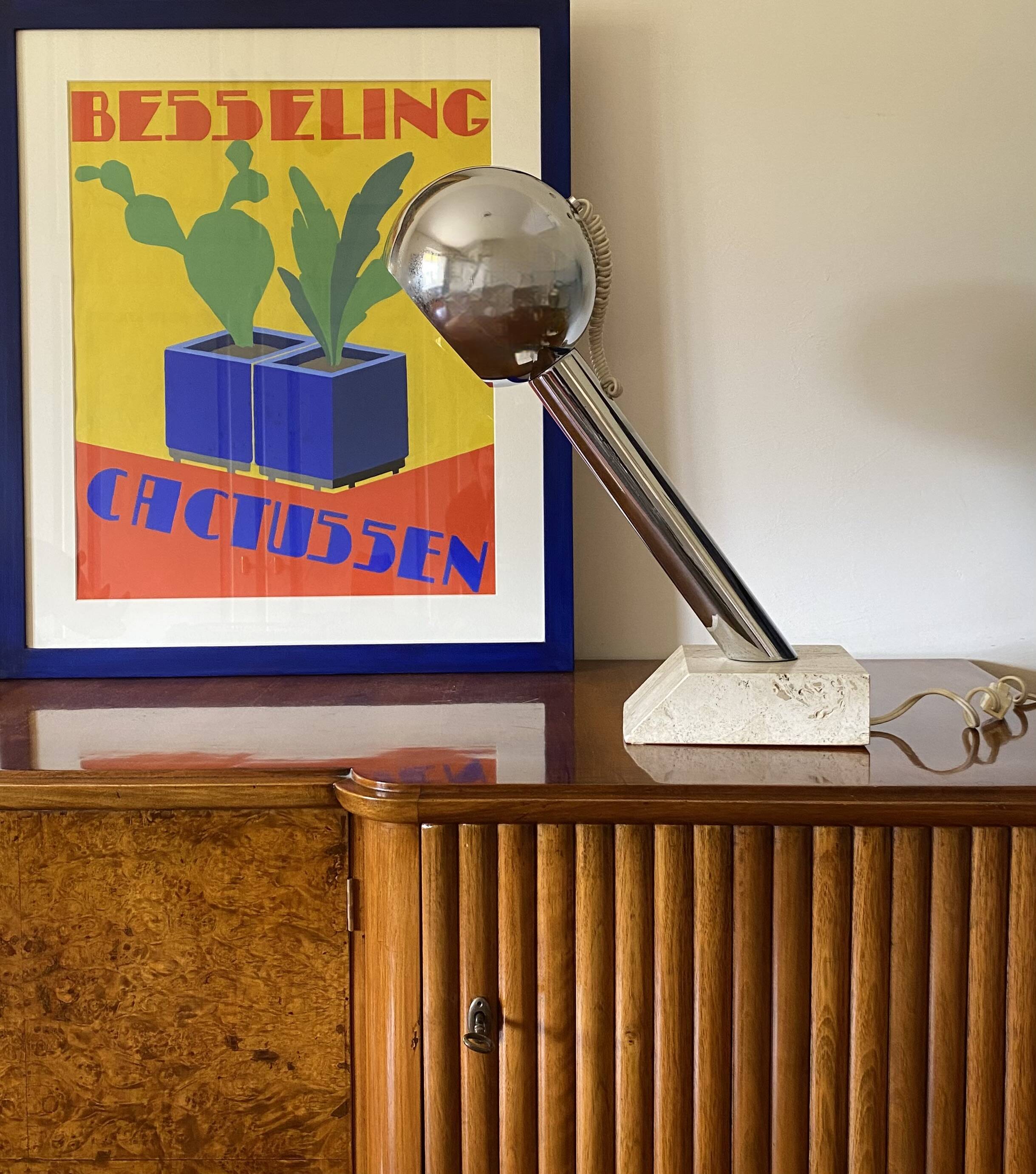 Brutalist travertine table lamp, Italy 1970s