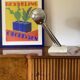 Brutalist travertine table lamp, Italy 1970s