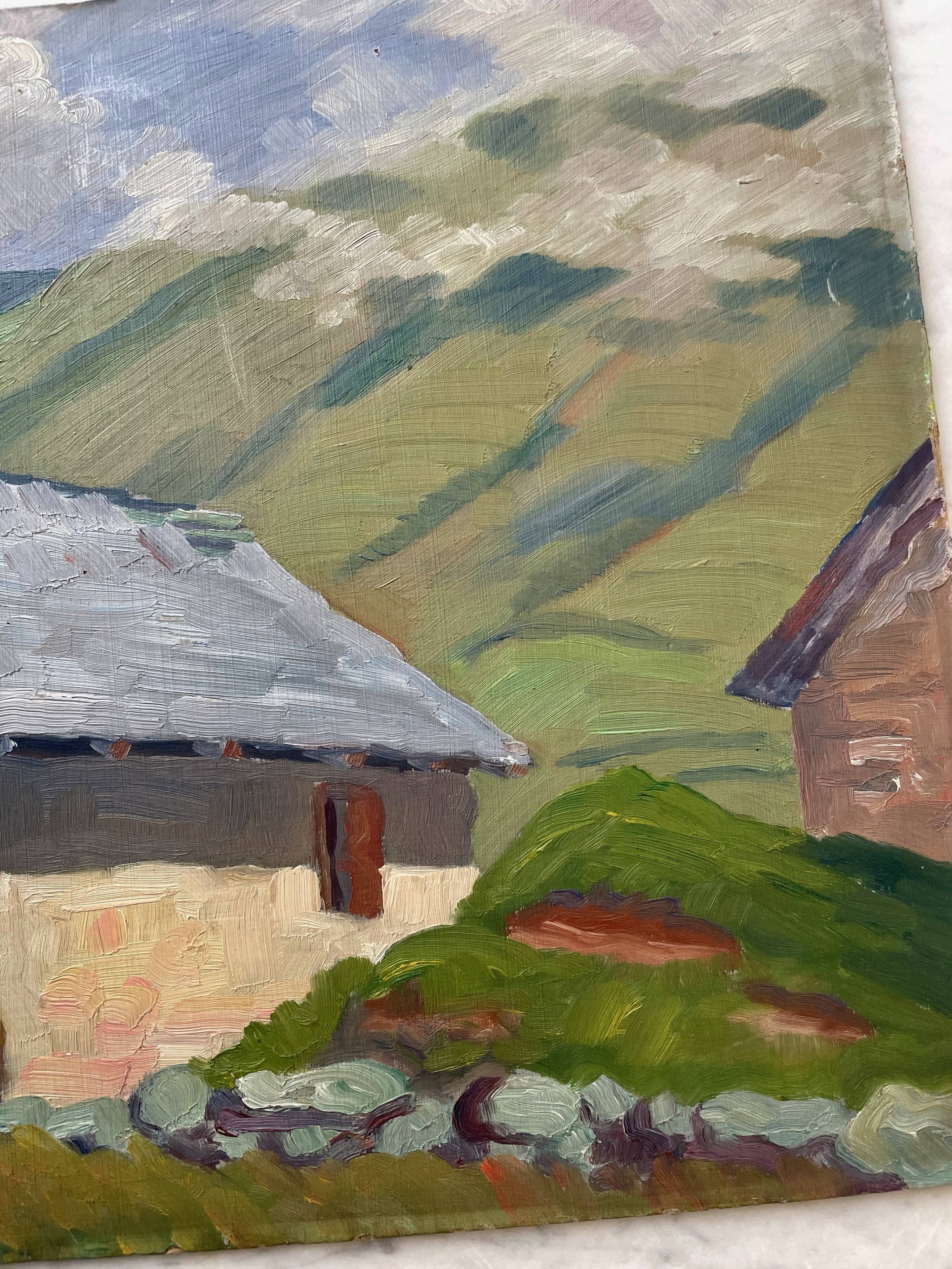 Oil painting landscape mountain 1938