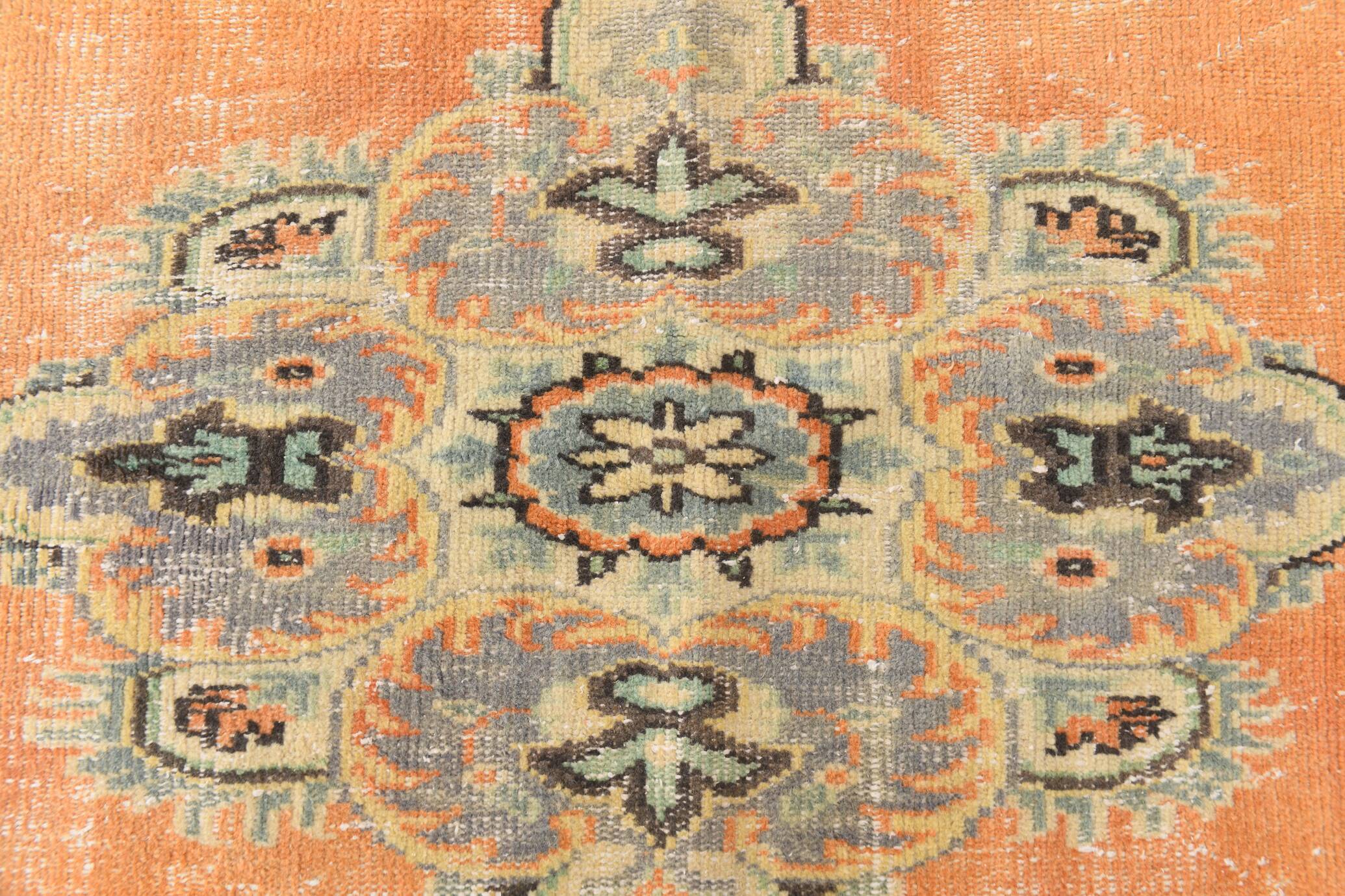 6x9 Vintage Pale Orange Oushak Handmade Vintage Rug, 176x260 Cm