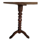 Table d'appoint ronde, pied en chêne tourné