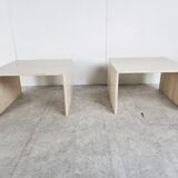 Pair of vintage travertine coffee or side tables, 1970s