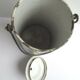 Art Deco milk pot, white and blue enamelled milk plate signed Etoile PEN