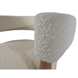 Contemporary Pair of Italian Armchairs, Wood and White Boucle Fabric