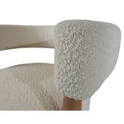 Contemporary Pair of Italian Armchairs, Wood and White Boucle Fabric