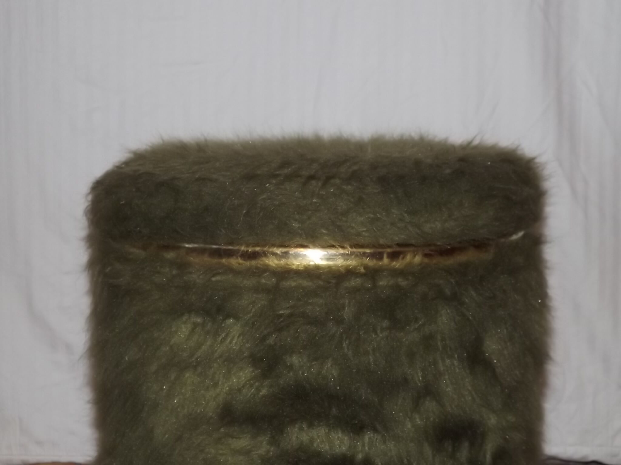 Pouf coffre en moumoute de couleur vert vintage rétro 1960
