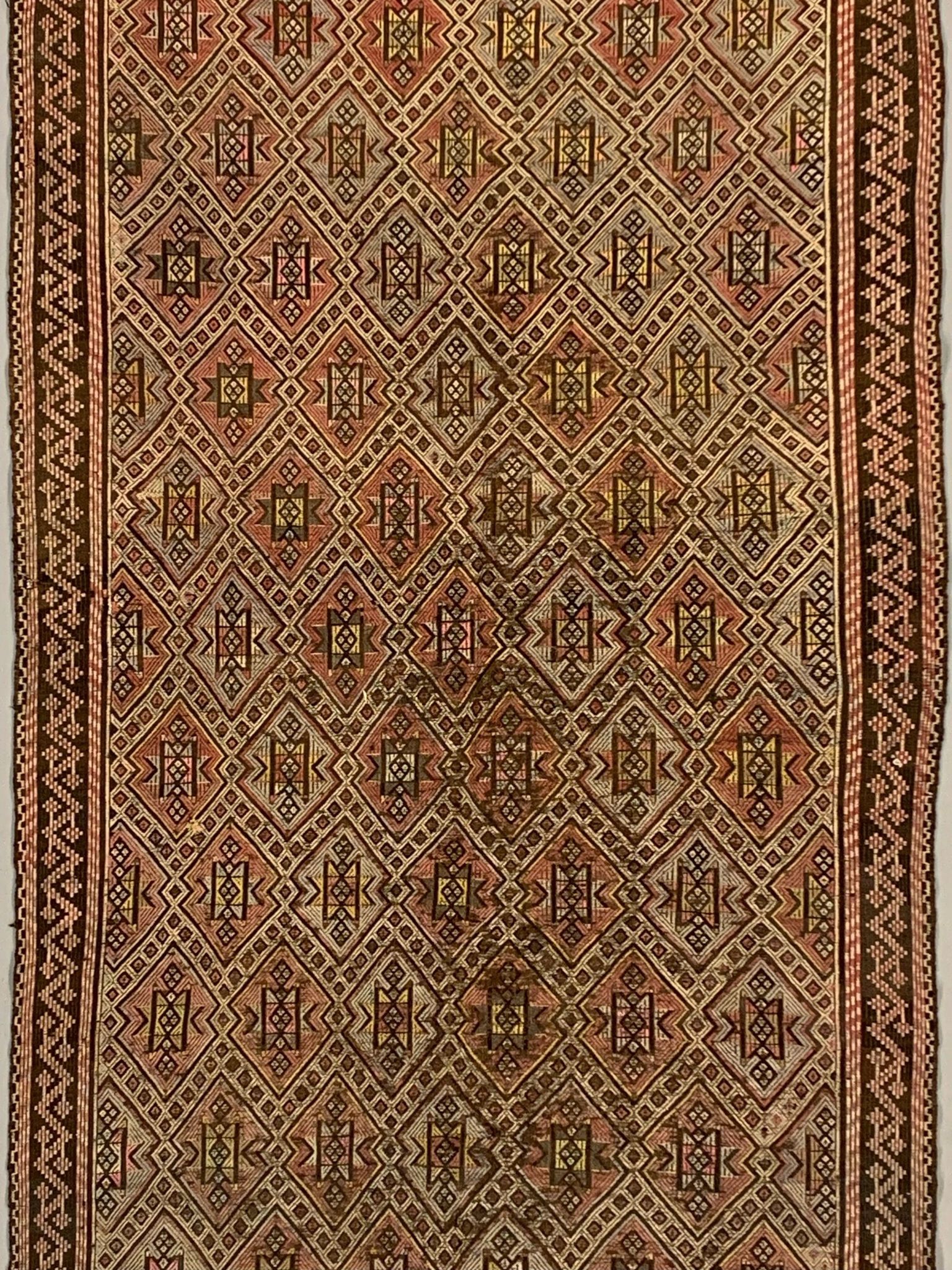 Large Vintage Turkish Kilim Rug 331x165 cm Wool Jajim Kelim