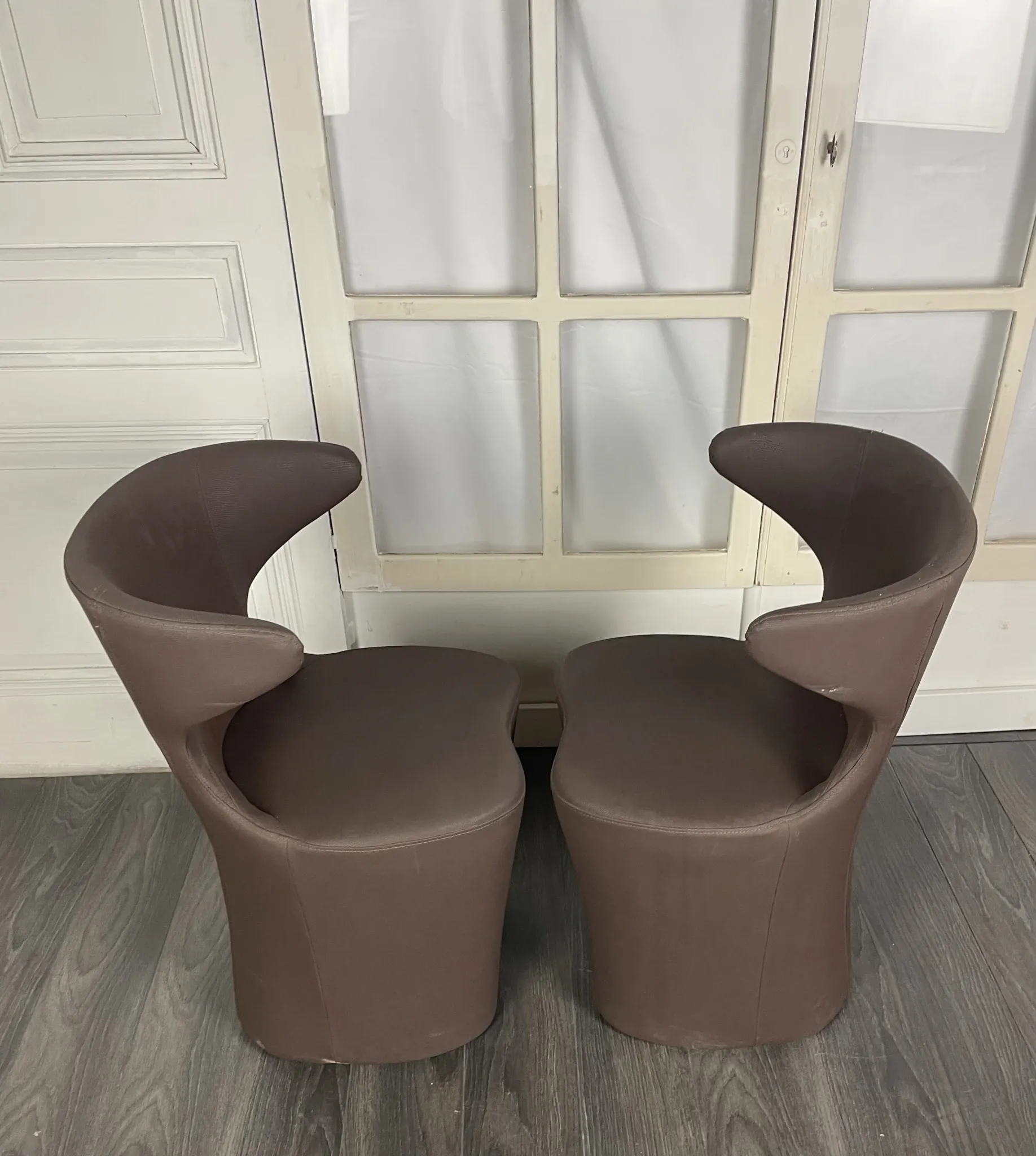 Pair of faux leather armchairs from the 1980s