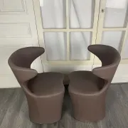 Pair of faux leather armchairs from the 1980s