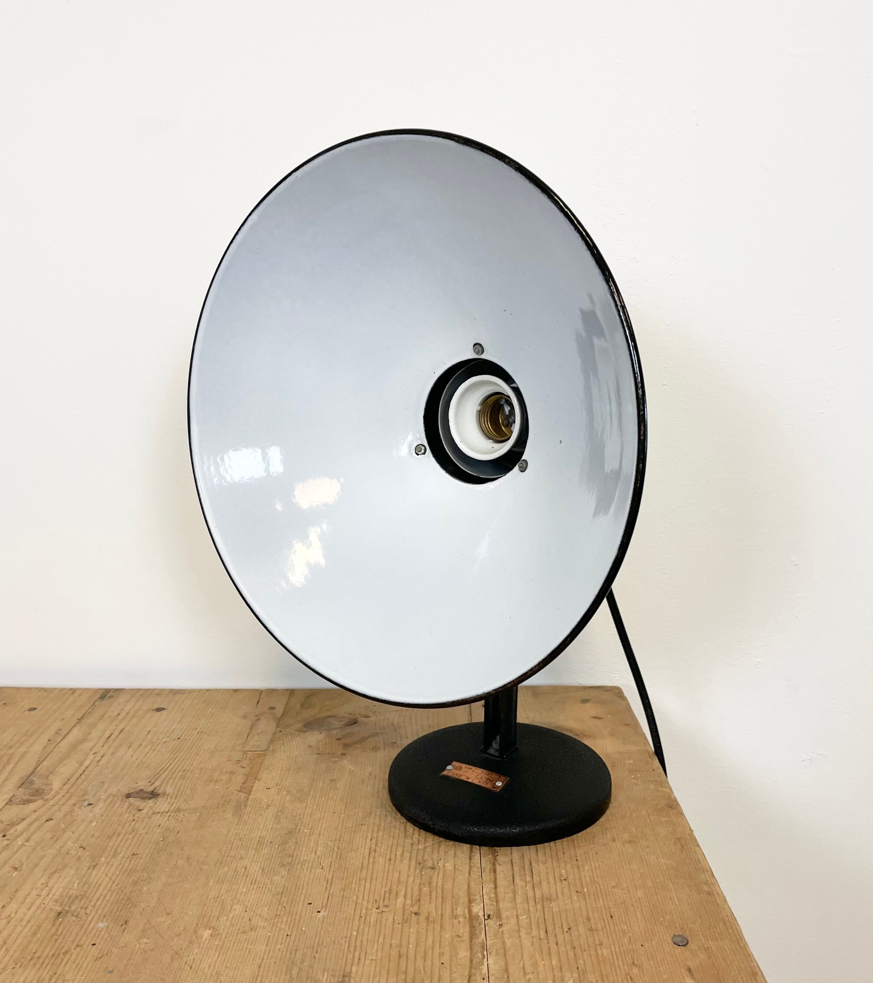 Industrial black enamel table lamp, 1950