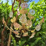 Glass flower chandelier 80s