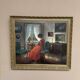 Scandinavian Oil on Canvas – Interior Scene by Bente Berg – Vintage