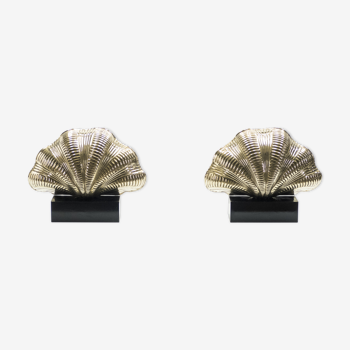 Pair of Italian lamps brass shell around 1960