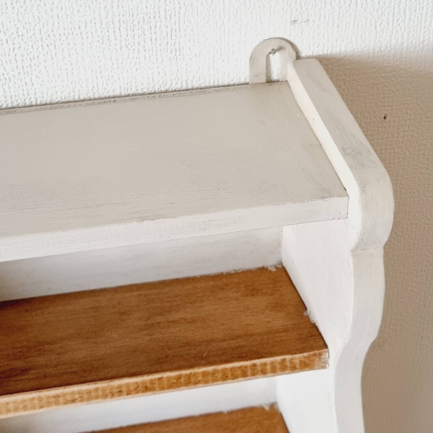 Linen-colored wooden shelf