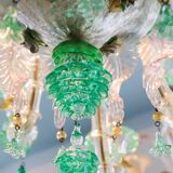 Lustre vénitien en verre de Murano vert coloré