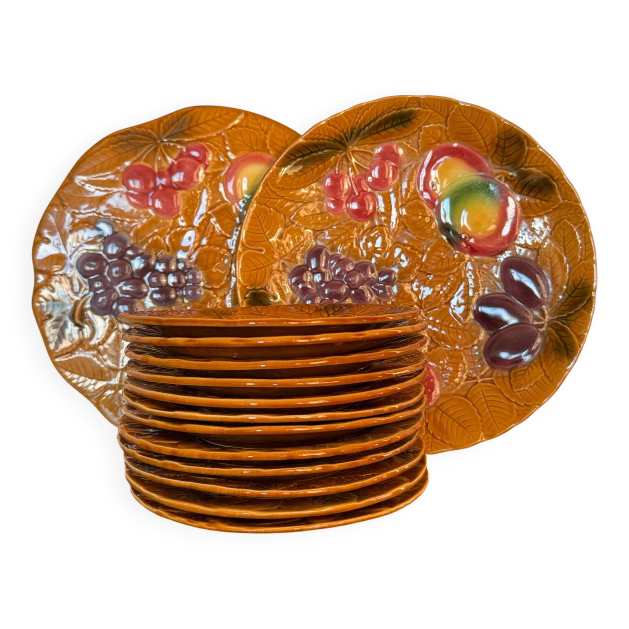 Old barbotine dessert service