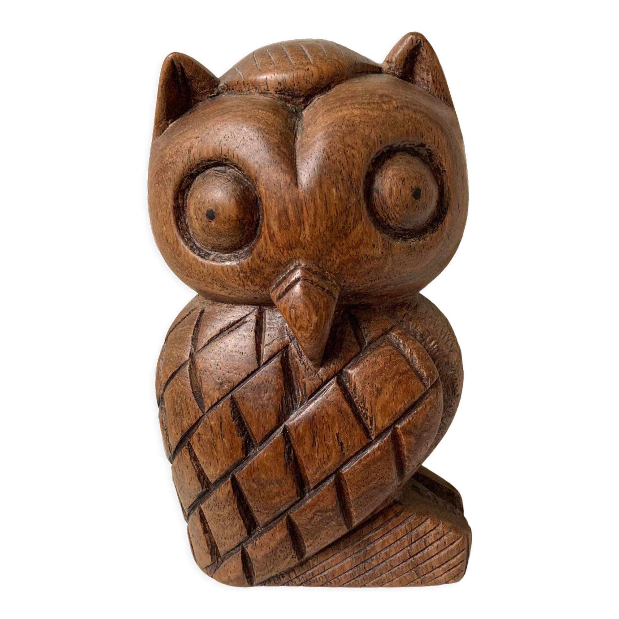 Owl in carved wood
