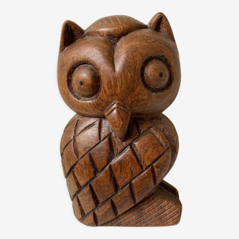 Owl in carved wood