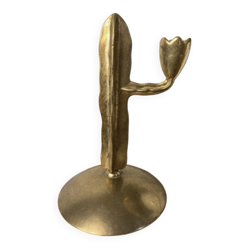 Brass candlestick, in the shape of a cactus