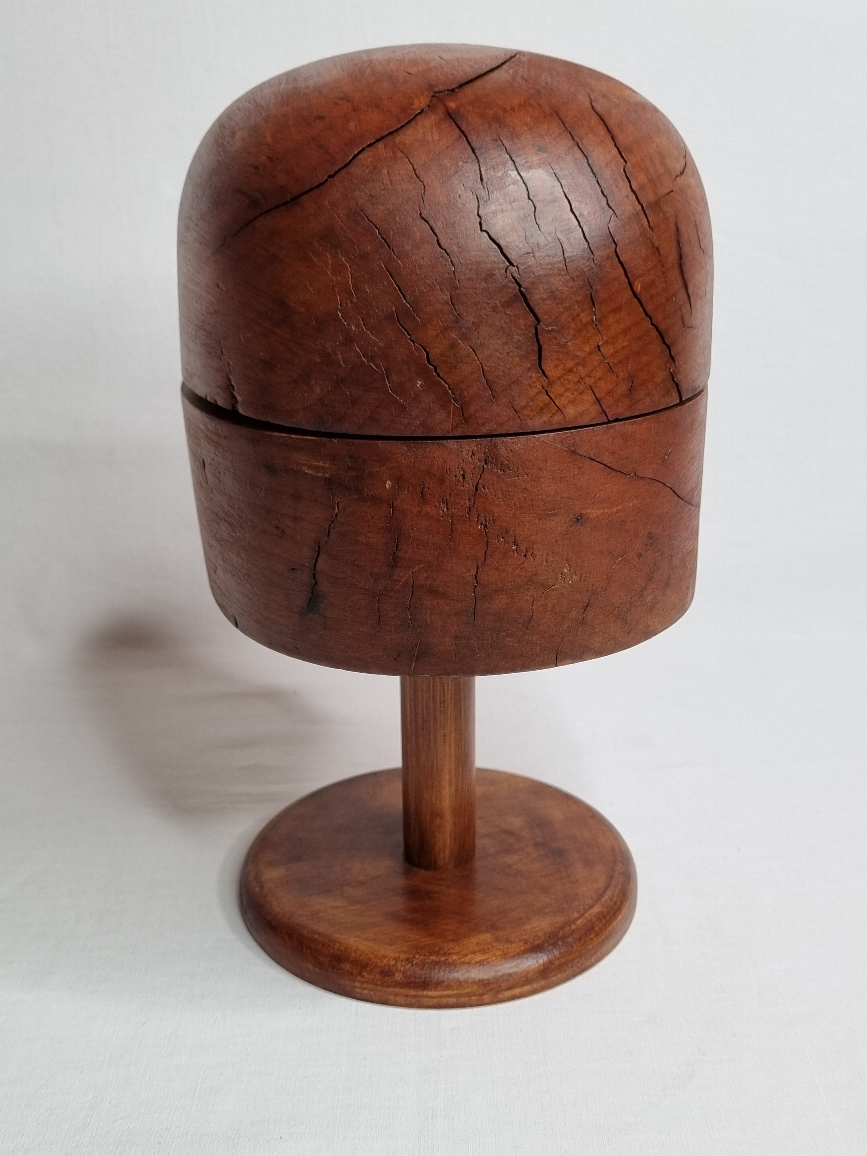 Old wooden hat shape on foot, 1900, 29 cm