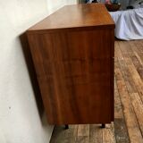 Vintage walnut 50/60 style Scandinavian style spindle feet black spindles