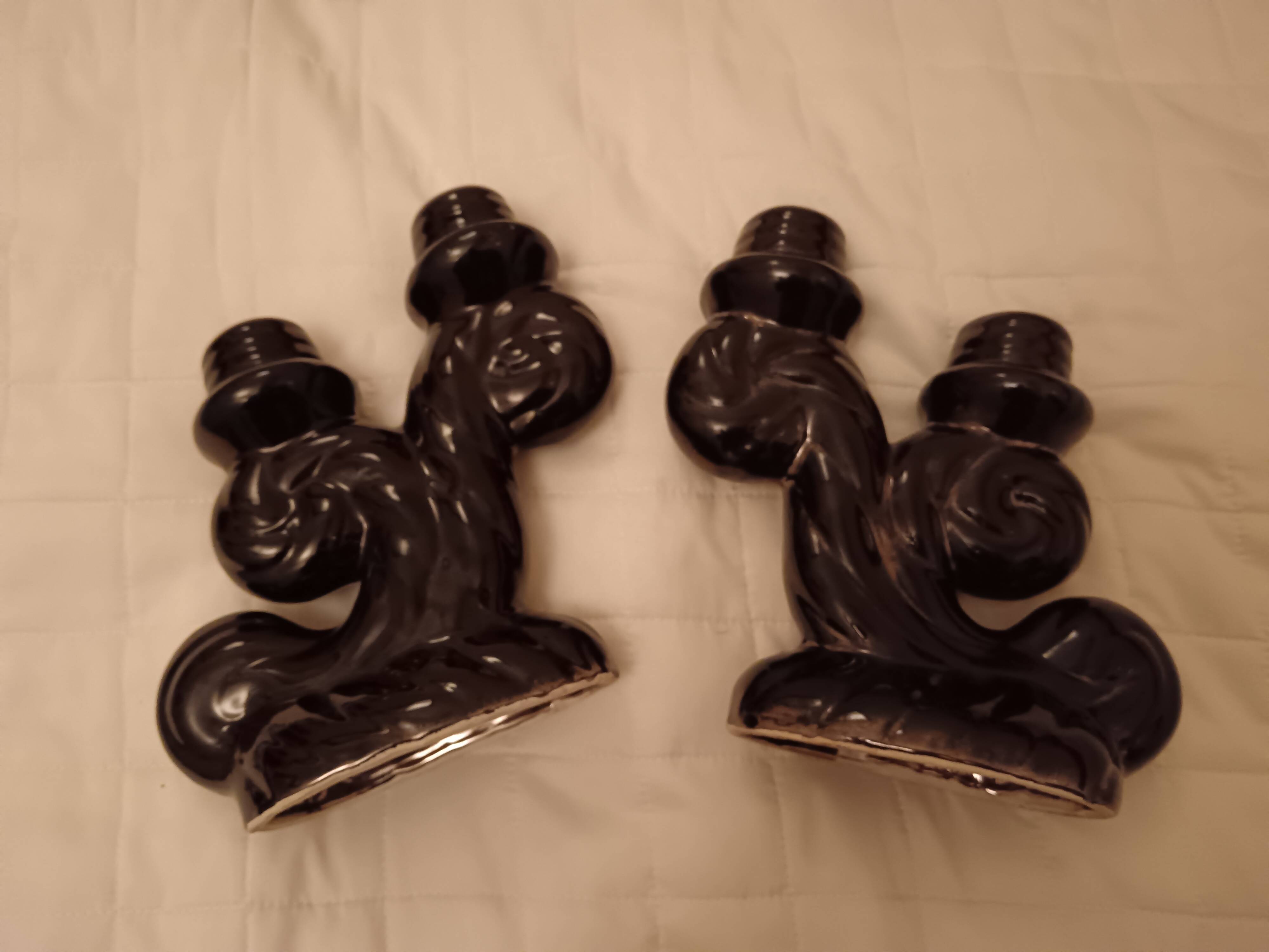 Pair of Vallauris ceramic candlesticks
