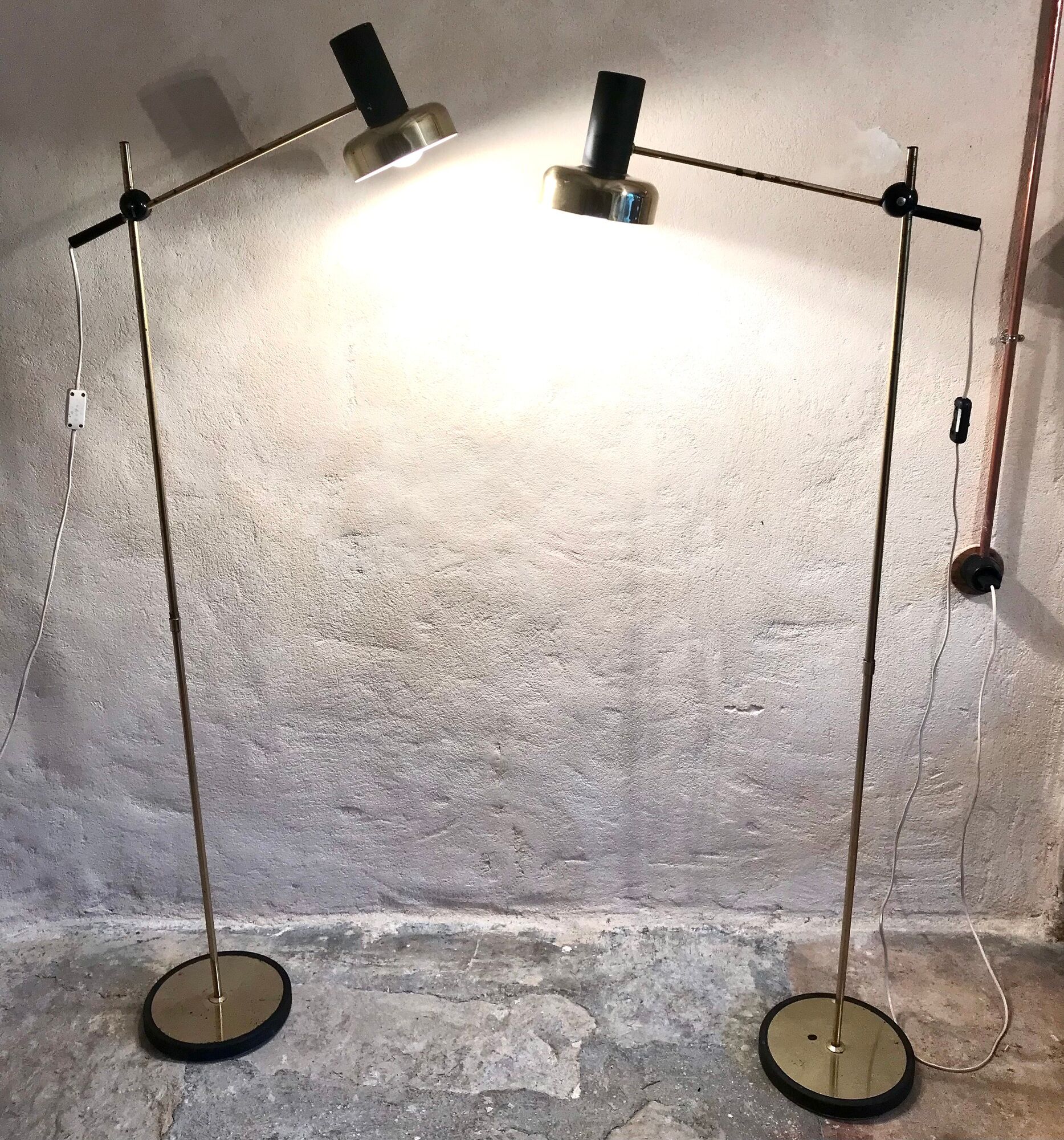 Pair of Gura Leuchten adjustable floor lamps, Germany, 1970's