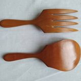 Vintage exotic wood salad servers