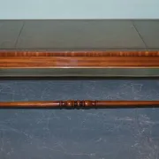 Grande Table Basse Vintage en Cuir Vert Chasseur