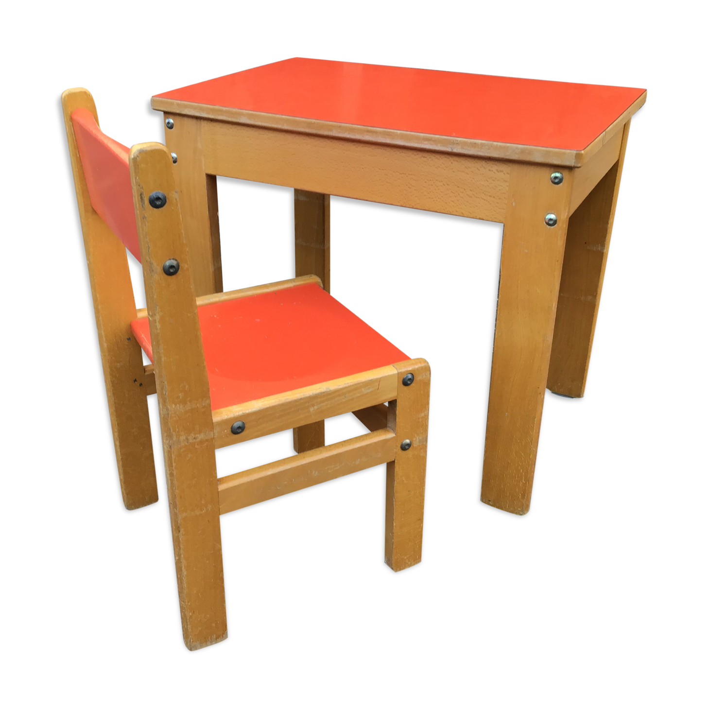 Bureau & chaise enfant école maternelle  vintage