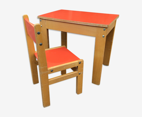 Bureau & chaise enfant école maternelle  vintage