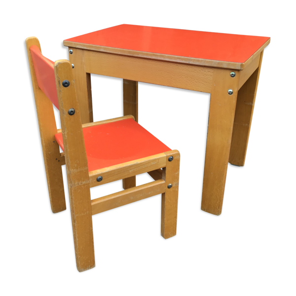 Bureau & chaise enfant école maternelle  vintage